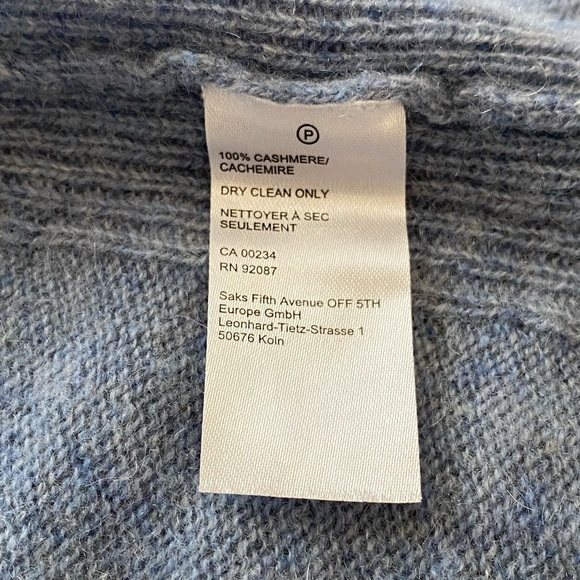 Saks Fifth Avenue Pure 100% Cashmere Open Front Knit Ribbed Cardigan - Picture 8 of 9